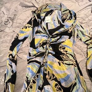 Free People Multicolor Abstract Shirt